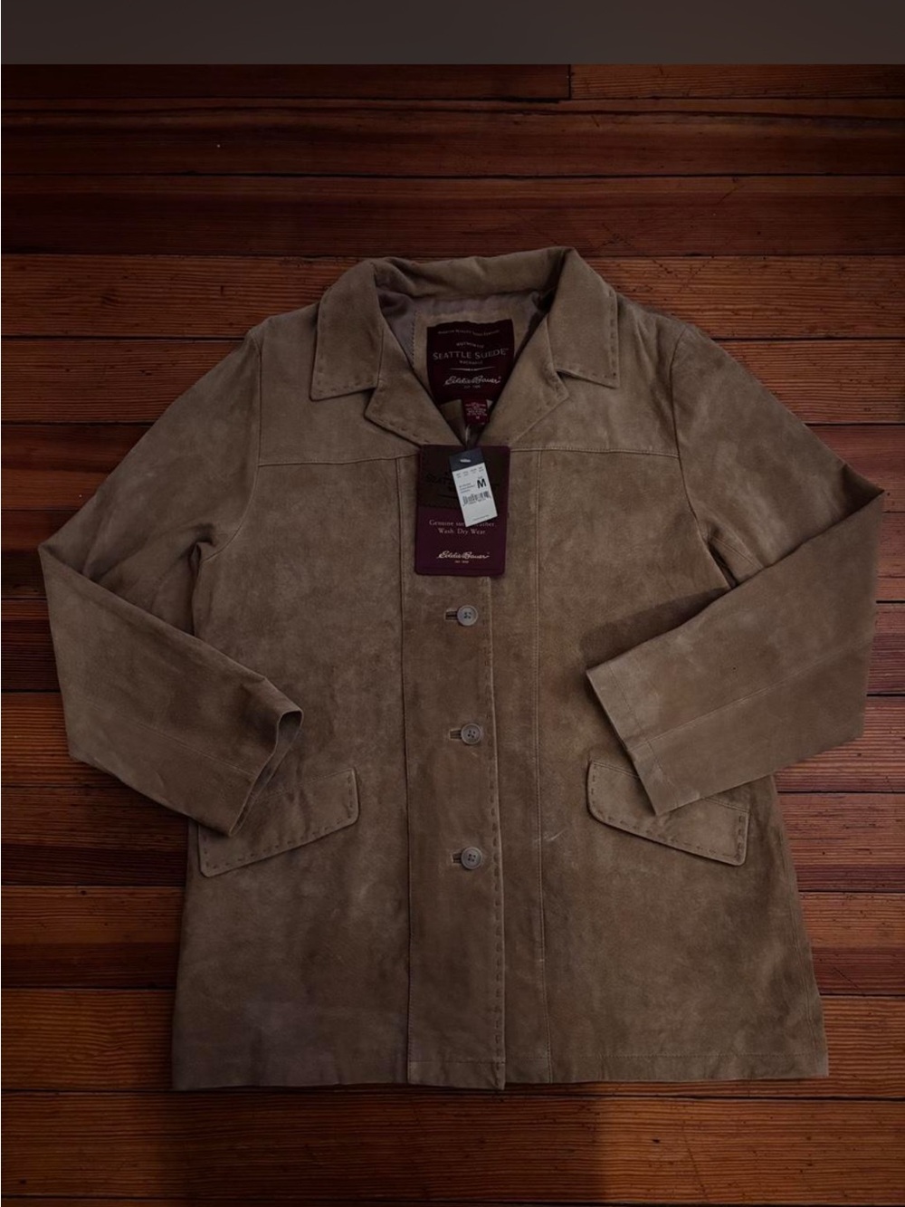 Y2K NWT Eddie Bauer Tan Suede Button-Front Jacket